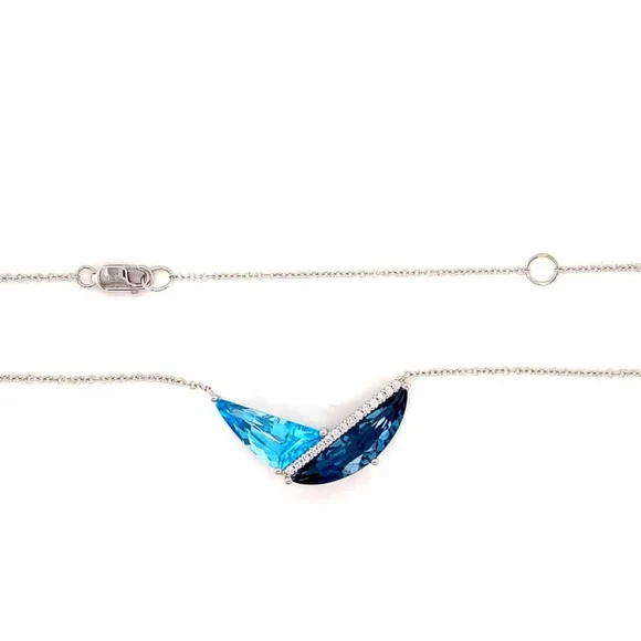 Allison Kaufman London Blue Topaz, Swiss Blue Topaz, and Diamond Necklace